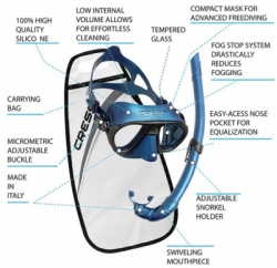 large COMBO SET CRESSI MASK SNORKEL CALIBRO CORSICA balidiveshop 3